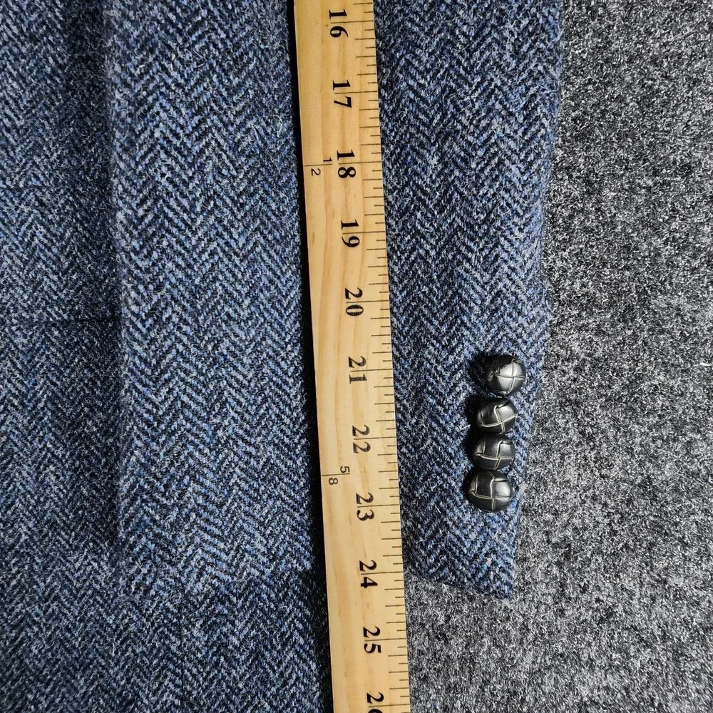 Harris Tweed Jos A Bank‎ Men's 38R Blue  Herringbone Tweed Blazer Sport Coat